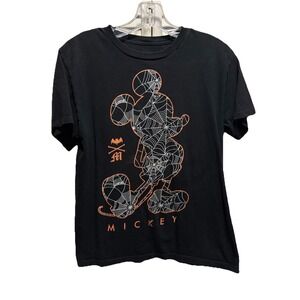 Disney Mickey Mouse Web Halloween Short Sleeve Graphic T-shirt Size L Blk/Orange